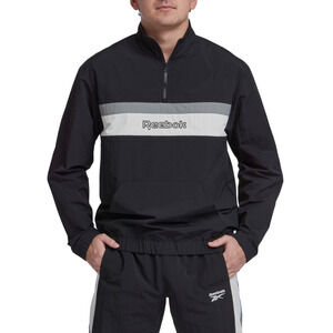 Reebok Men Retro Colorblocked Quarter Zip Popover Black Size L